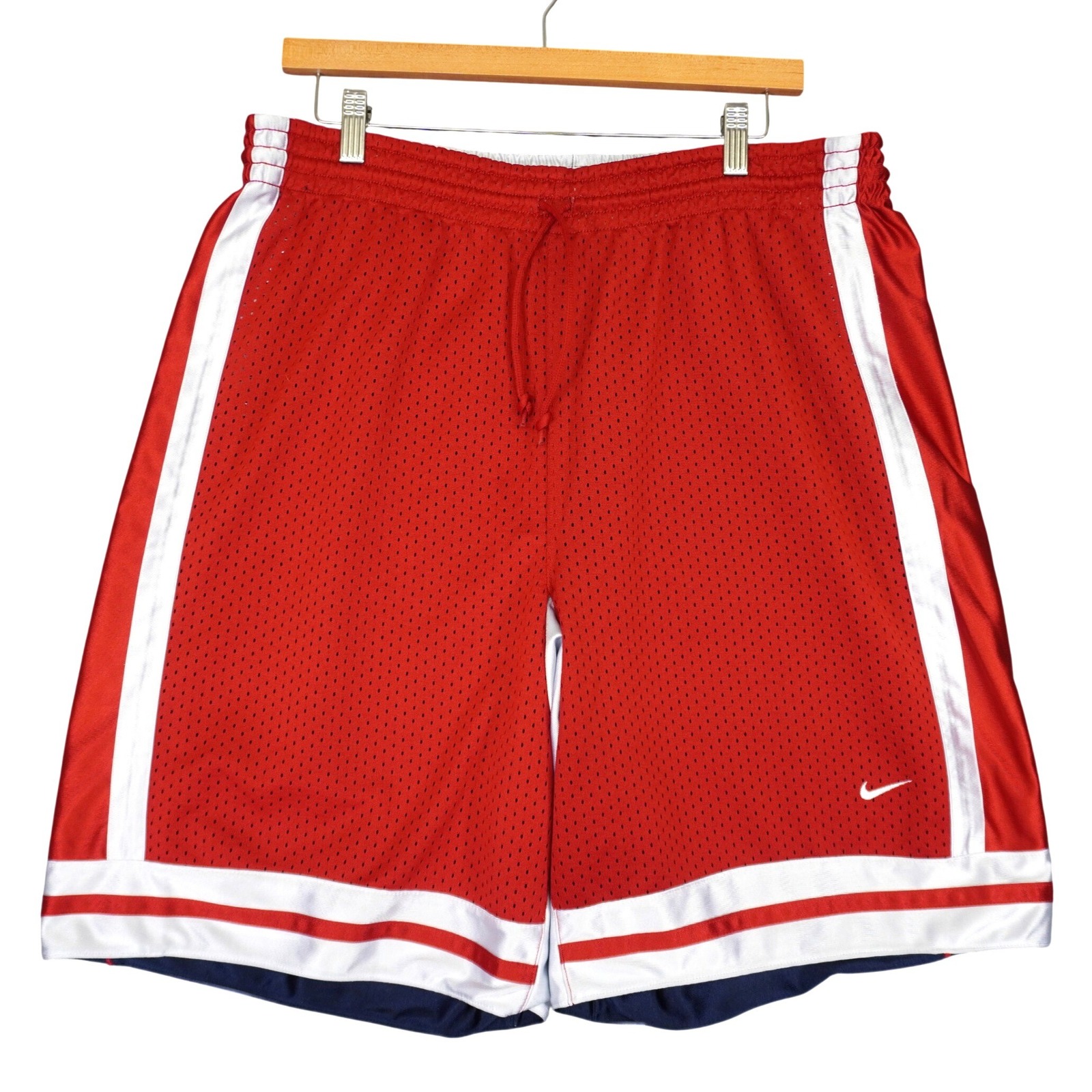 Vintage Nike Basketball Shorts Men L Red Navy Blue Reversible Y2k Dazzle Baggy